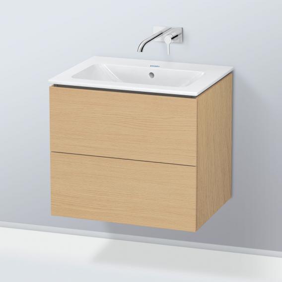 Duravit ME by Starck washbasin with L-Cube vanity unit with 2 pull-out compartments, with interior system in walnut