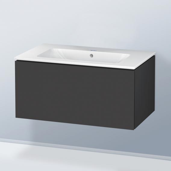 Duravit ME by Starck washbasin with L-Cube vanity unit with 1 pull-out compartment, with interior system in walnut