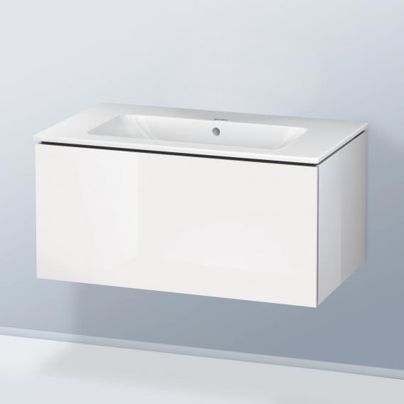 Duravit ME by Starck washbasin with L-Cube vanity unit with 1 pull-out compartment, with interior system in walnut