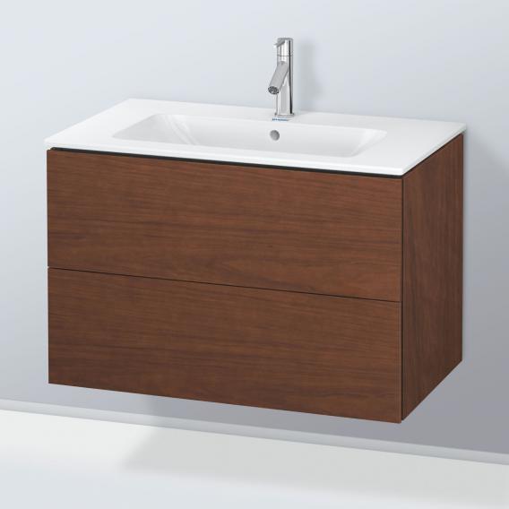 Duravit ME by Starck washbasin with L-Cube vanity unit with 2 pull-out compartments, with interior system in walnut