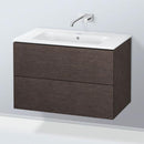 Duravit ME by Starck washbasin with L-Cube vanity unit with 2 pull-out compartments, with interior system in maple