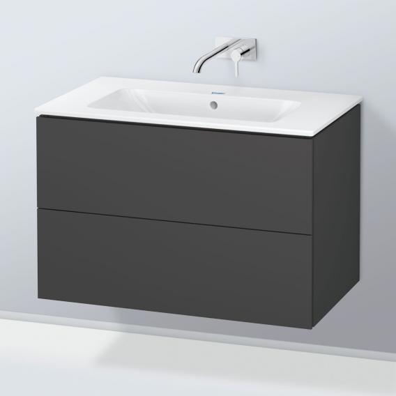 Duravit ME by Starck washbasin with L-Cube vanity unit with 2 pull-out compartments, with interior system in walnut