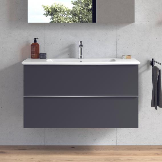 Starck 的 Duravit ME 洗臉盆，配有 Plinero 梳妝台，帶 2 個拉出式隔間