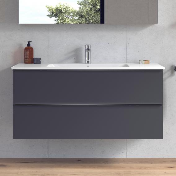 Starck 的 Duravit ME 洗臉盆，配有 Plinero 梳妝台，帶 2 個拉出式隔間