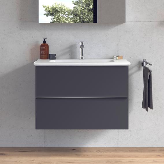 Starck 的 Duravit ME 洗臉盆，配有 Plinero 梳妝台，帶 2 個拉出式隔間