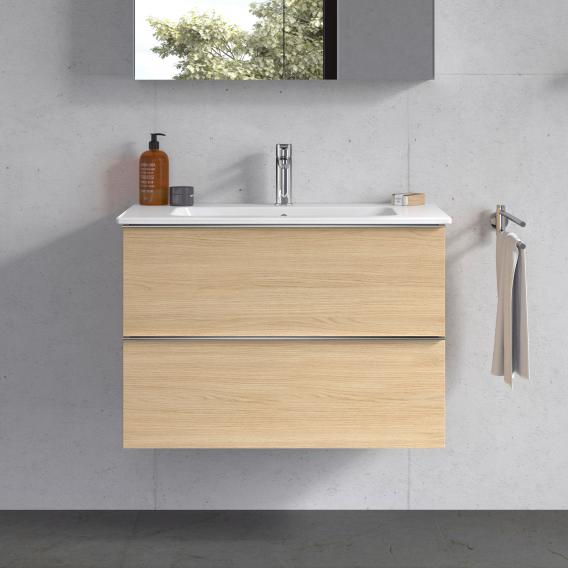 Starck 的 Duravit ME 洗臉盆，配有 Plinero 梳妝台，帶 2 個拉出式隔間