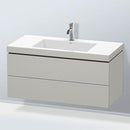 Duravit Vero Air 洗臉盆配有 L-Cube 梳妝台，附 2 個拉出式隔間，內部系統為楓木