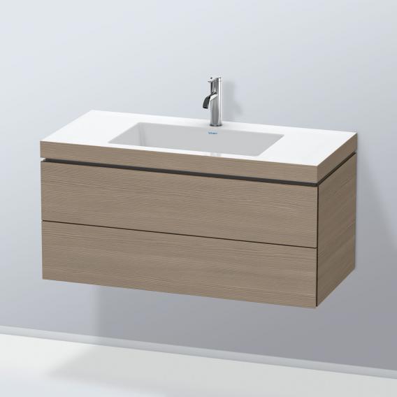 Duravit Vero Air washbasin with L-Cube vanity unit with 2 pull-out compartments, with interior system in walnut