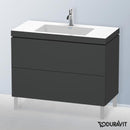 Duravit Vero Air 洗臉盆配有 L-Cube 梳妝台，附 2 個拉出式隔間，內部系統為楓木