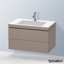 Duravit Vero Air 洗臉盆配有 L-Cube 梳妝台，附 2 個拉出式隔間，內部系統為楓木