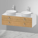 Duravit 白色鬱金香 2 檯面洗臉盆，附梳妝台，附 2 個拉出式隔間，內部系統為橡木