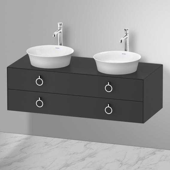Duravit White Tulip 2 countertop washbasins with vanity unit with 2 pull-out compartments, with interior system in walnut