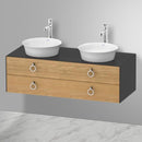 Duravit 白色鬱金香盥洗台可容納 2 個檯面洗臉盆，附 2 個拉出式隔間