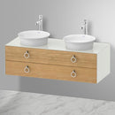 Duravit 白色鬱金香盥洗台可容納 2 個檯面洗臉盆，附 2 個拉出式隔間