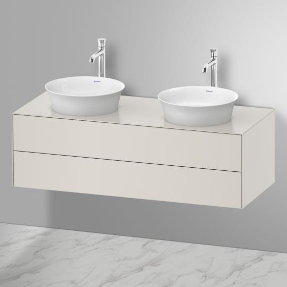 Duravit 白色鬱金香盥洗台可容納 2 個檯面洗臉盆，附 2 個拉出式隔間