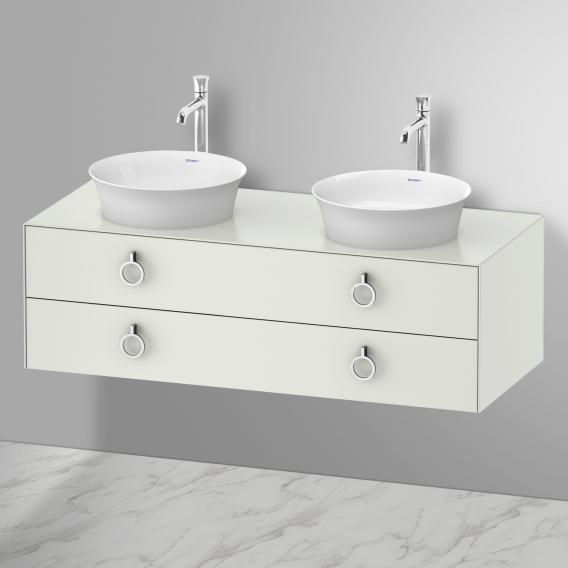 Duravit 白色鬱金香盥洗台可容納 2 個檯面洗臉盆，附 2 個拉出式隔間