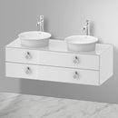 Duravit 白色鬱金香盥洗台可容納 2 個檯面洗臉盆，附 2 個拉出式隔間