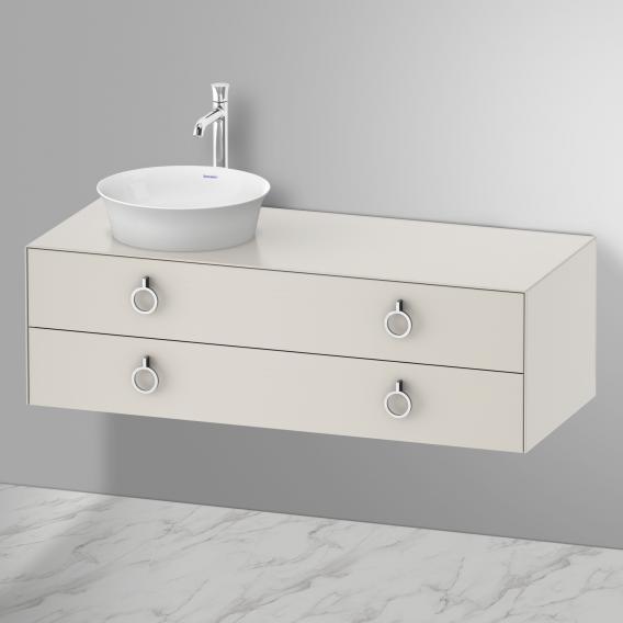 Duravit 白色鬱金香盥洗台，適用於台上洗臉盆，附 2 個拉出式隔間，附把手