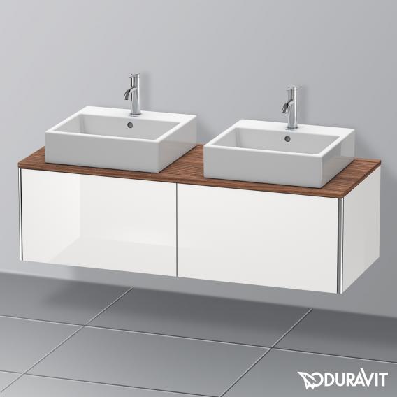 Duravit XSquare vanity unit for countertop with 2 pull-out compartments, with interior system in walnut