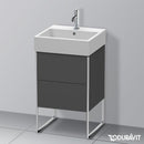 Duravit XSquare 梳妝台配有 2 個拉出式隔層，霧面石墨