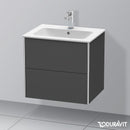 Duravit XSquare 梳妝台配有 2 個拉出式隔層，霧面石墨