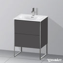 Duravit XSquare 梳妝台配有 2 個拉出式隔層，霧面石墨