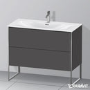 Duravit XSquare 梳妝台配有 2 個拉出式隔層，霧面石墨