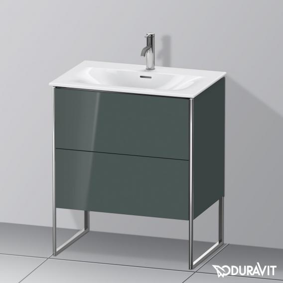 Duravit XSquare 梳妝台搭配 2 個拉出式隔間 多洛米蒂灰色高光