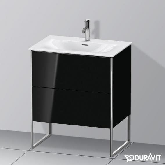 Duravit XSquare 梳妝台搭配 2 個拉出式隔層黑色高光