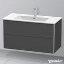 Duravit XSquare 梳妝台配有 2 個拉出式隔層，霧面石墨