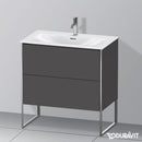 Duravit XSquare 梳妝台配有 2 個拉出式隔層，霧面石墨
