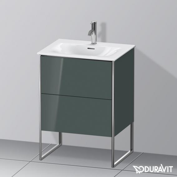 Duravit XSquare 梳妝台搭配 2 個拉出式隔間 多洛米蒂灰色高光