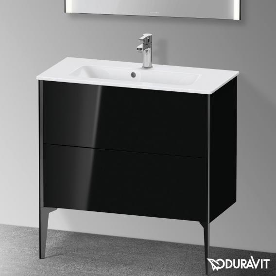 Duravit XViu 梳妝台 緊湊型，帶 2 個拉出式隔層，外形啞光黑色