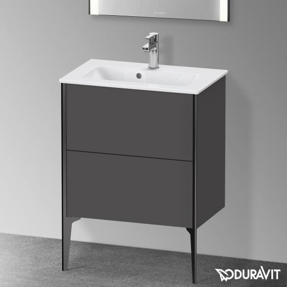 Duravit XViu 梳妝台 緊湊型，帶 2 個拉出式隔層，外形啞光黑色