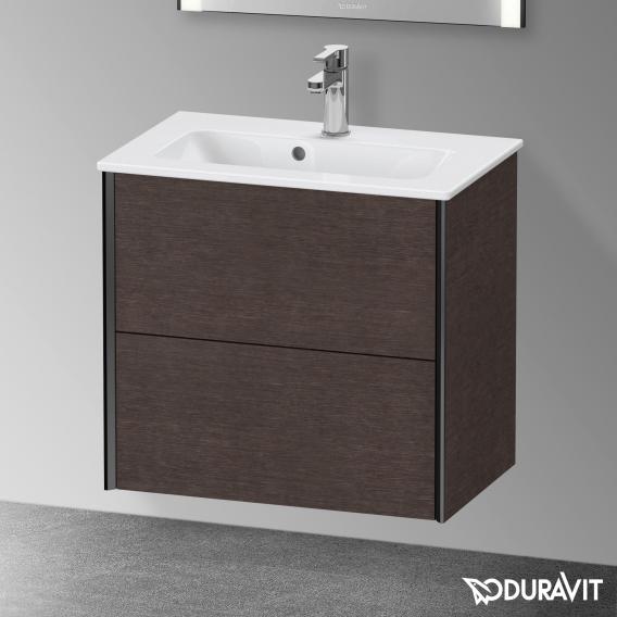 Duravit XViu 梳妝台 緊湊型，帶 2 個拉出式隔層，外形啞光黑色