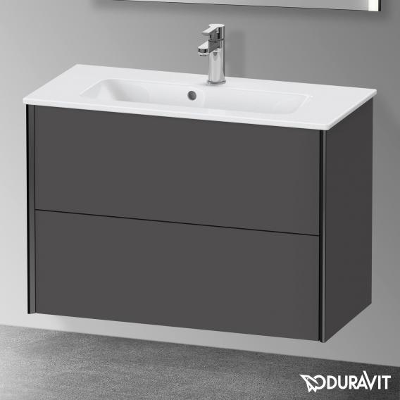 Duravit XViu 梳妝台 緊湊型，帶 2 個拉出式隔層，外形啞光黑色