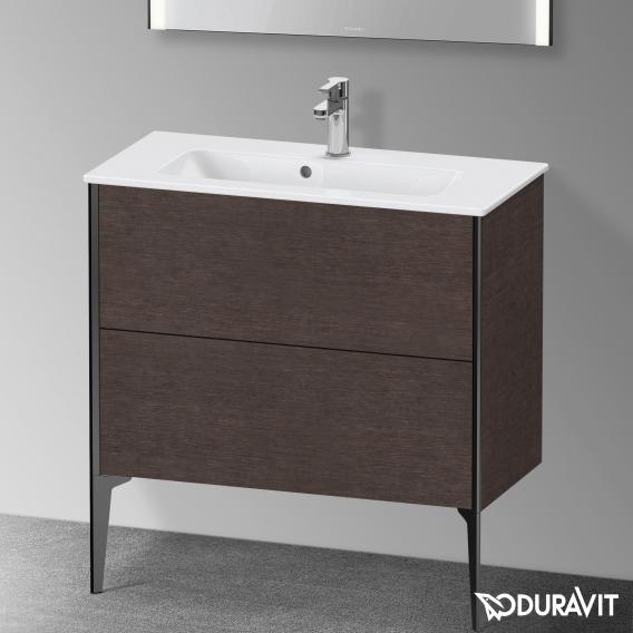 Duravit XViu 梳妝台 緊湊型，帶 2 個拉出式隔層，外形啞光黑色