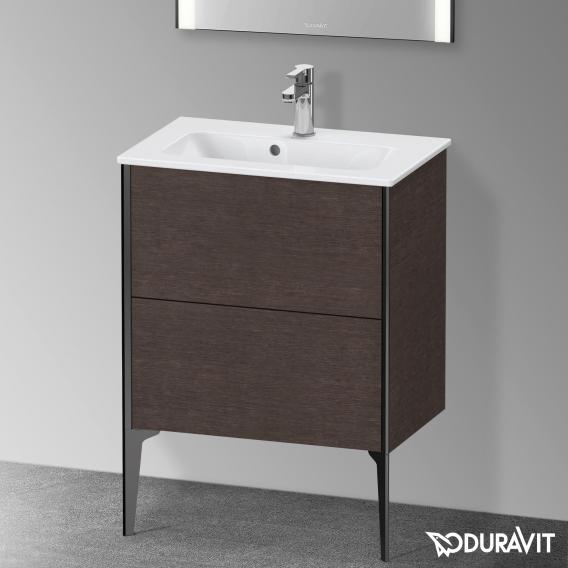 Duravit XViu 梳妝台 緊湊型，帶 2 個拉出式隔層，外形啞光黑色