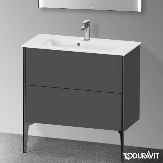 Duravit XViu 梳妝台 緊湊型，帶 2 個拉出式隔層，外形啞光黑色