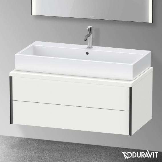 Duravit XViu 檯面梳妝台，附 2 個拉出式隔層，霧面白色，輪廓霧面黑色，無內部系統