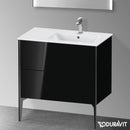 Duravit XViu 梳妝台配有 2 個拉出式隔層，內部系統為楓木