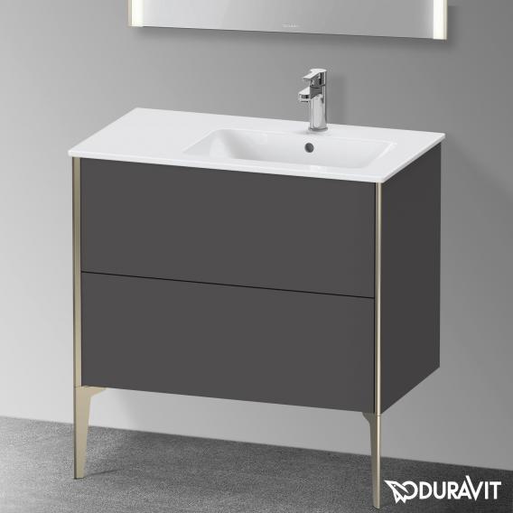 Duravit XViu 梳妝台配有 2 個拉出式隔層，內部系統為胡桃木