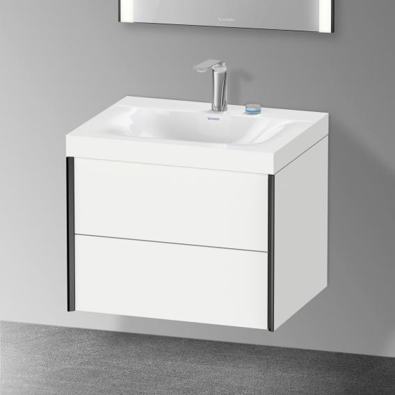 Duravit XViu 洗臉盆，配有梳妝台，帶有 2 個帶 2 個龍頭孔的拉出式隔間