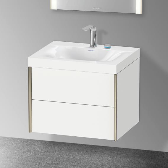 Duravit XViu 洗臉盆，配有梳妝台，帶有 2 個帶 2 個龍頭孔的拉出式隔間