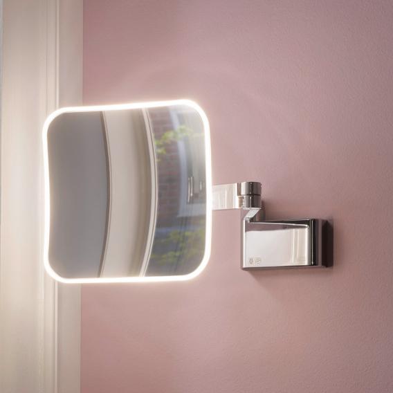 Emco Evo shaving and beauty mirror with lighting, with emco light system, 5x magnification