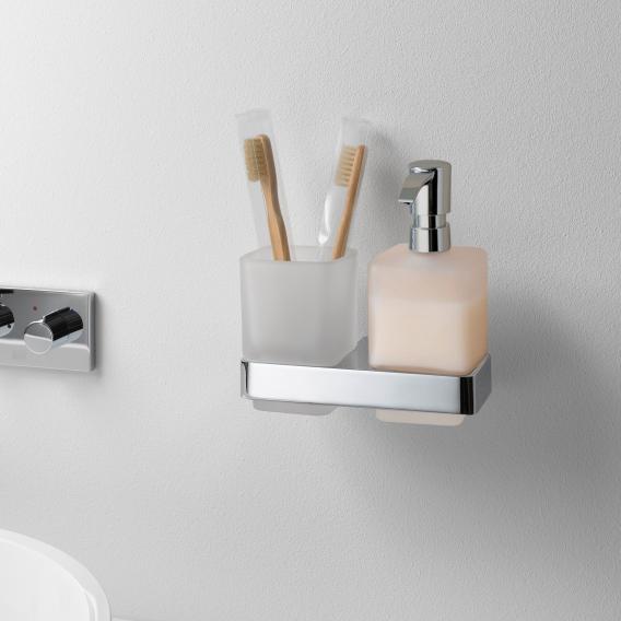 Emco Loft wall-mounted tumbler holder with soap dispenser and tumbler
