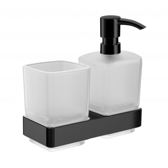 Emco Loft wall-mounted tumbler holder with soap dispenser and tumbler