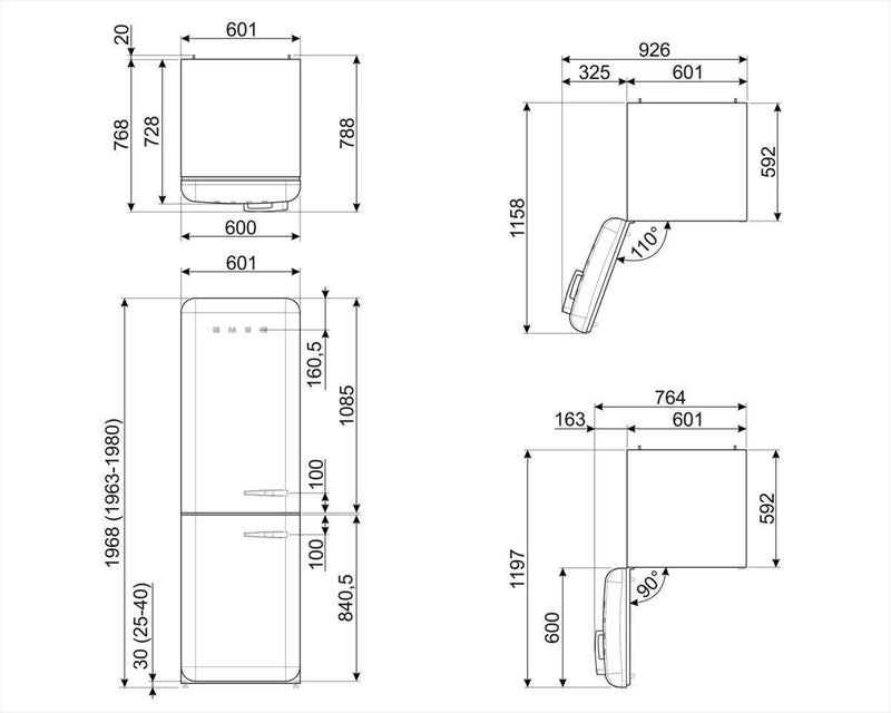 SMEG 冰箱冰櫃 197x60cm FAB32LPK5