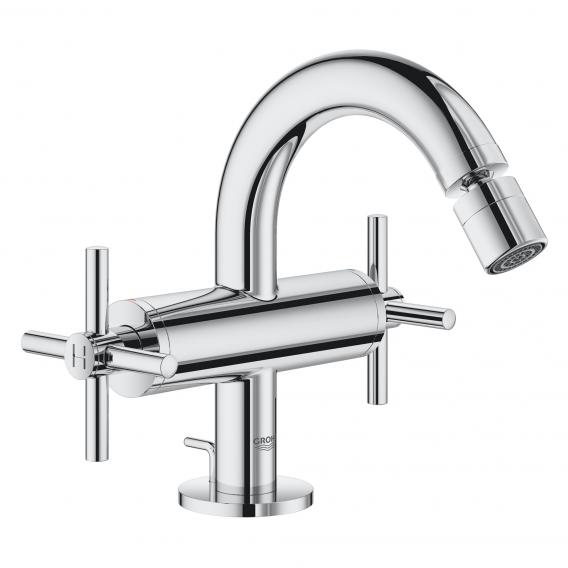 Grohe Atrio two handle bidet fitting with waste set chrome