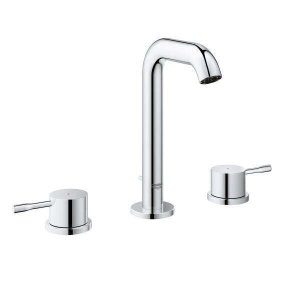 Grohe Essence three hole basin fitting with low spout with pop-up waste set